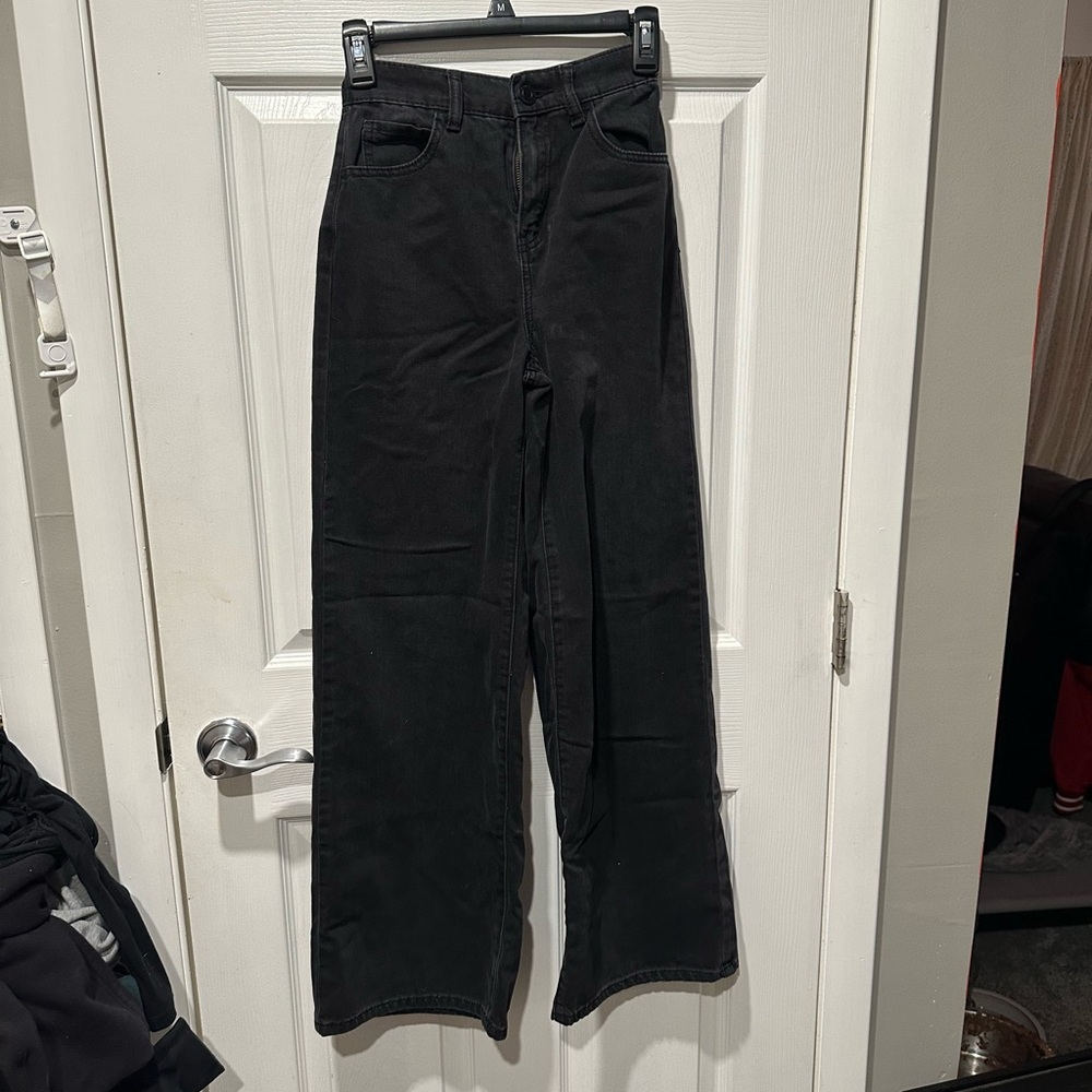 Black Wide-Leg Pants/ High-Rise
